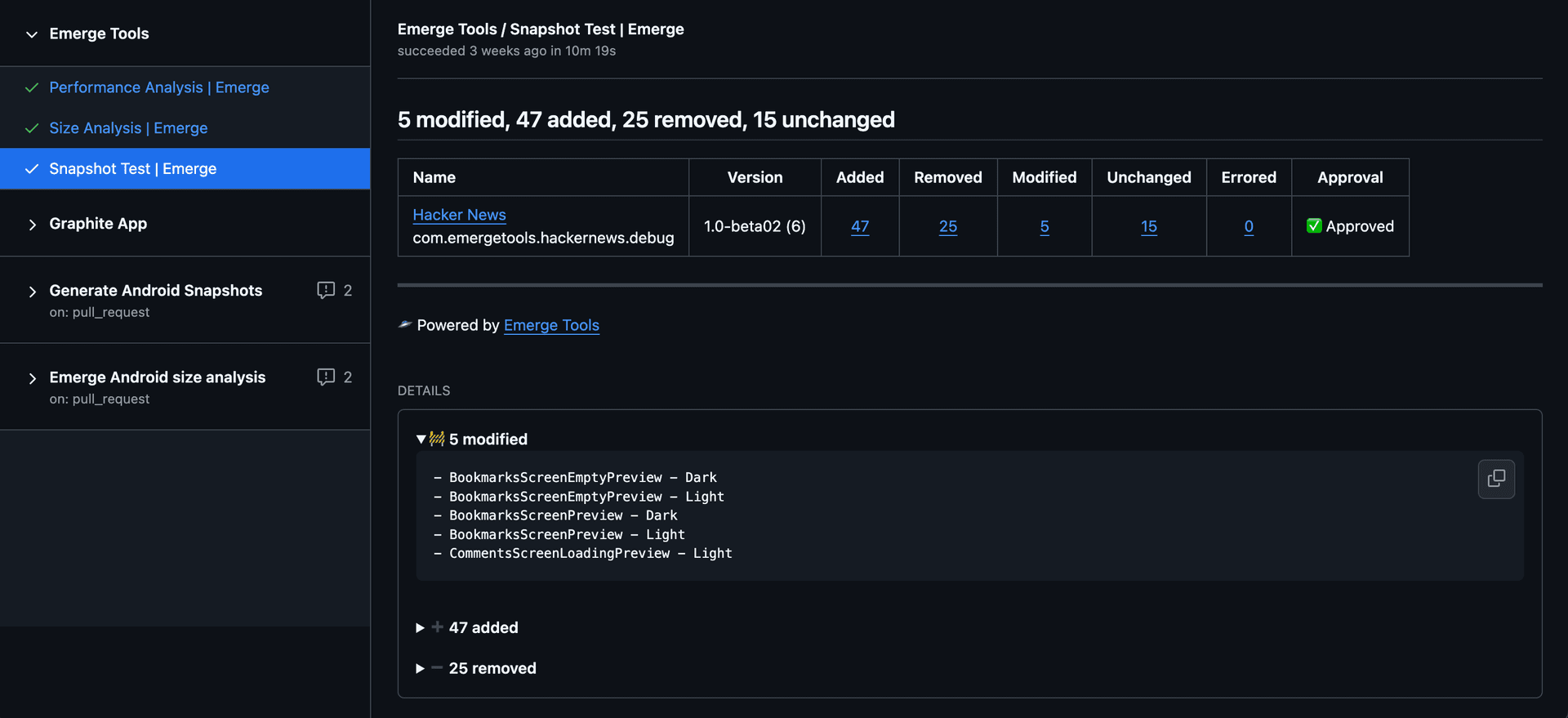 Snapshots status check for Hacker News